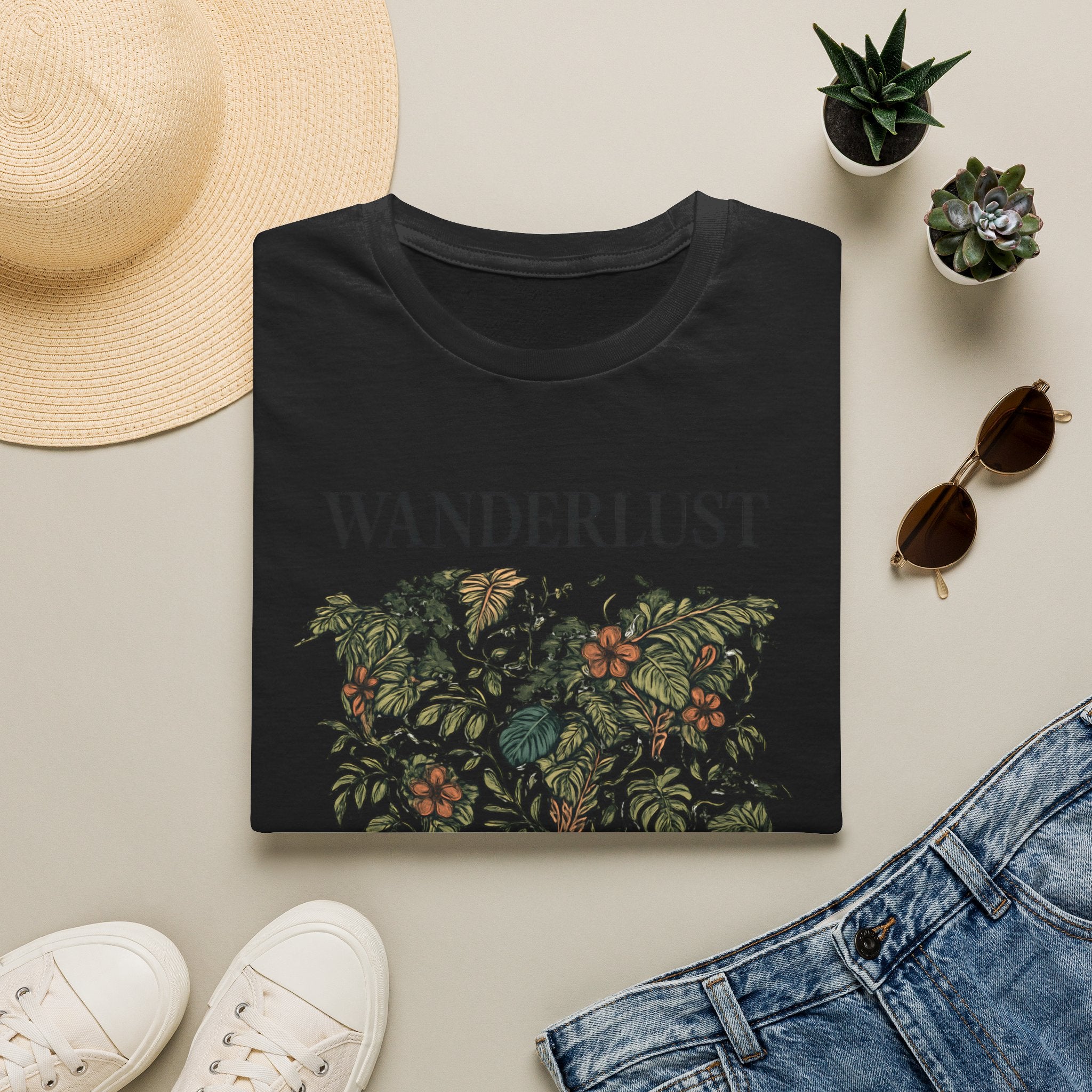 Lush Tropical Floral Scene T-Shirt